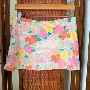 Vintage Lilly Pulitzer cover up skirt size small pink hibiscus parrot
